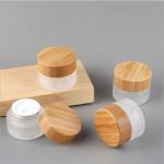 Glass Round Empty Cosmetic Jars Natural Bamboo Cosmetic Container Packaging