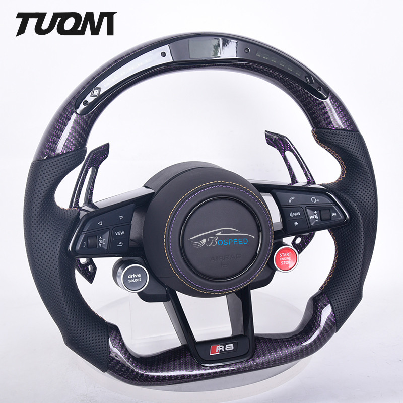 Forged Audi Carbon Fiber Steering Wheel With LED Paddle Shifters Knobs