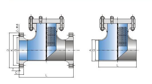 Fabricated Carbon Steel Tee Type Strainer A234 WPB Straight Flow Class 150LB