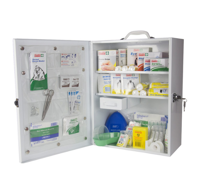 Survival Standard First Aid Kit Cabinet Wall Mounted For Office Building Hospital School