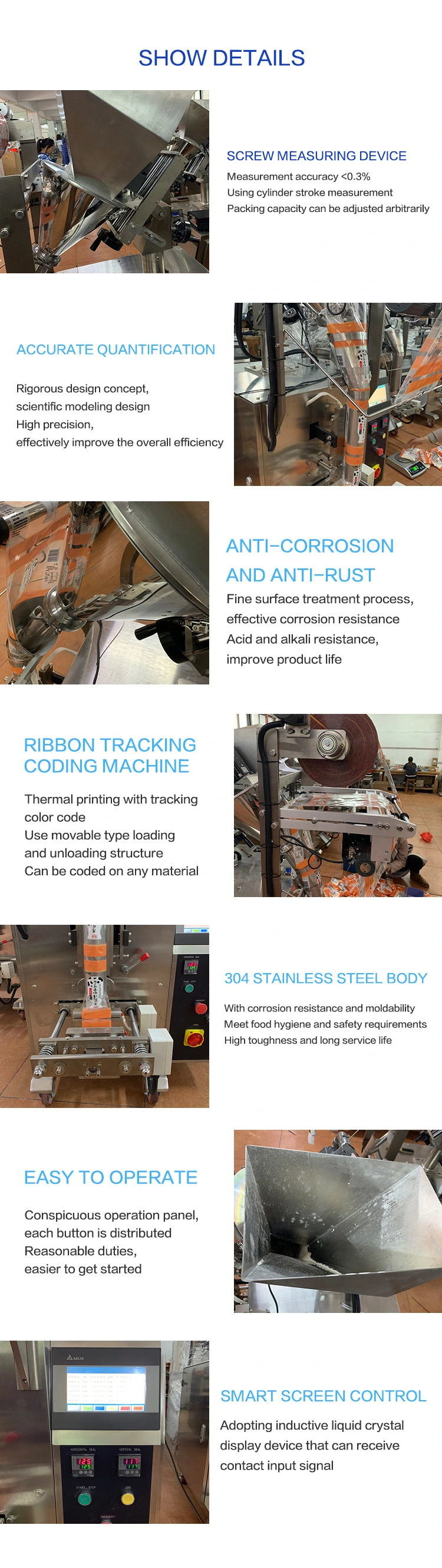 100g - 5kg Vertical Powder Packing Machine Film Vertical Flow Pack Machine