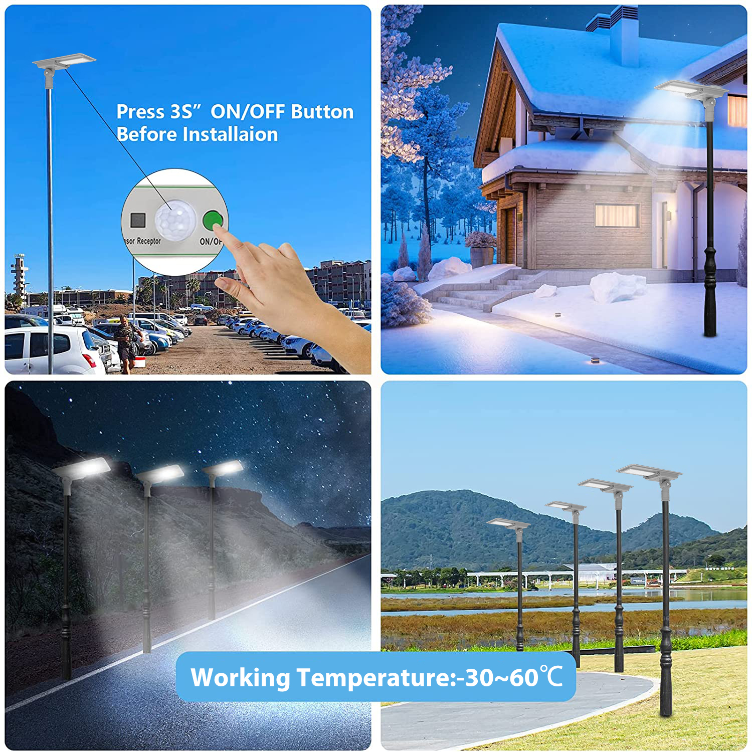 Solar Street Garden Light with 50000 Hours Lifespan and IP65 Waterproof Motion Sensor