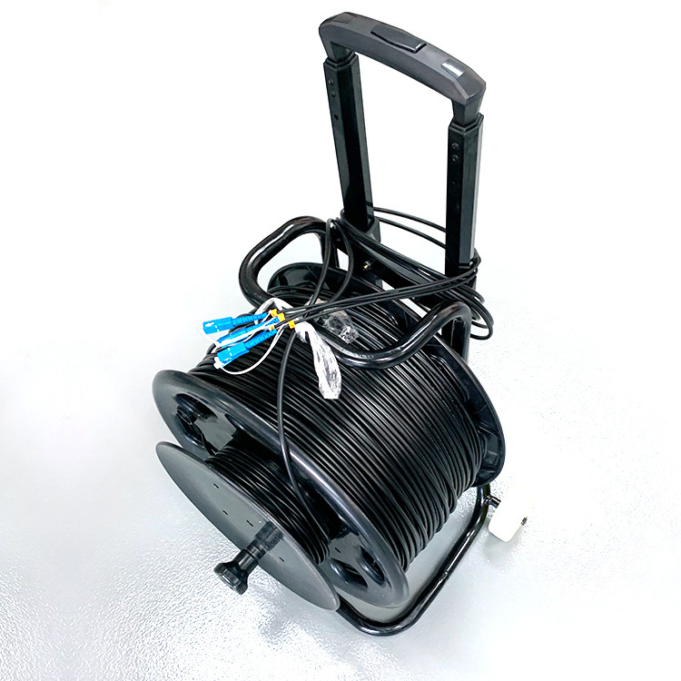 Fiber Optic Cable Spool With Expanded Beam Fiber Connector or SC, FC, FC, PDLC, ODC connector