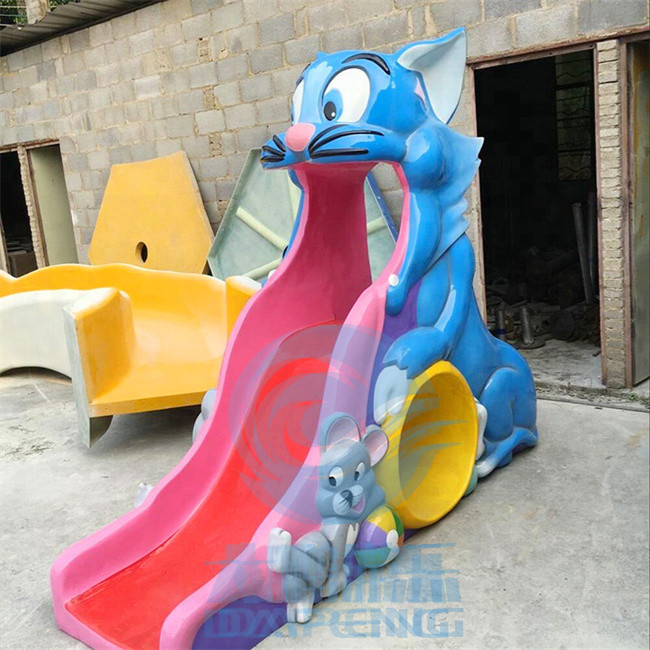 Fiberglass Kids Water Slide Cute Cat Duck Rabbit Mini Water Slide Anti UV