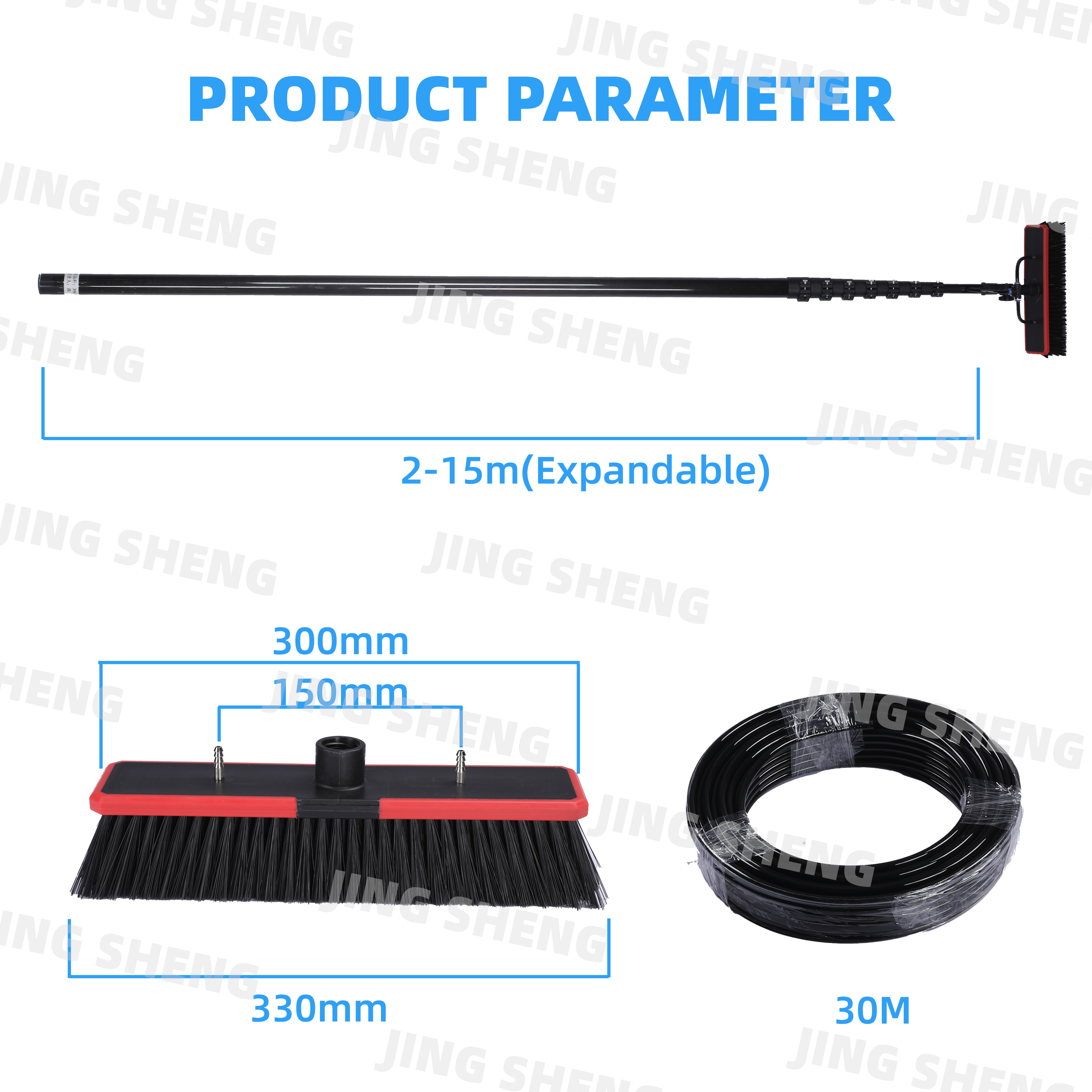 45ft Carbon Fiber Window Cleaning Pole for High-rise windows Easy to use, custom sizes, ODM