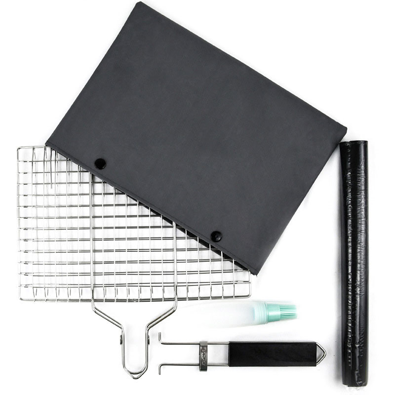 ISO9001 Stainless Steel BBQ Tools And Accessories Folding Grill Basket With Handle