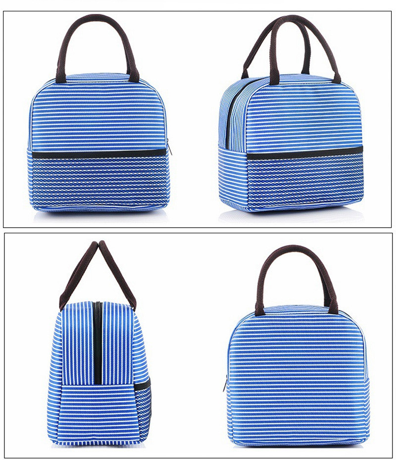 Large Capacity Multicolor Striped Bento Lunch Bag