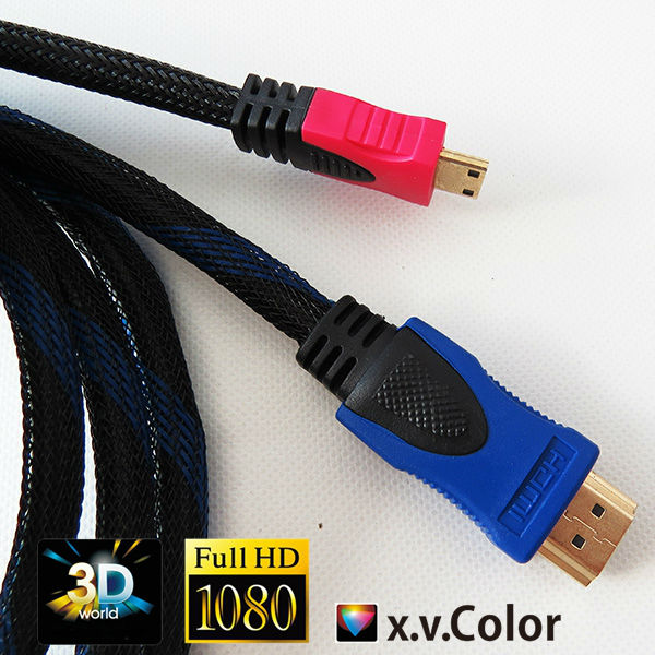 1.4V Round hdmi to mini cable with Nylon braid and Ethernet 3D TV cable