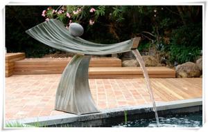 China Pool Ornaments Waterfall Fountain , Stainless Water Feature For The Garden wholesale