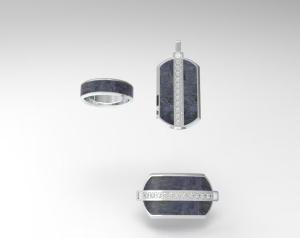 China Simple Stainless Steel Carbon Fiber Jewelry Set High Durability Unisex Pendant Ring Bracelets Set wholesale