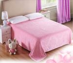 Pink / Red Solid Flannel Blanket , Thick Flannel Blanket With Queen / King /