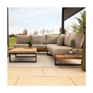China Modern Stylish Teak Wood Outdoor Corner Sofa Lounge Set for Commercial Hotel Villa wholesale