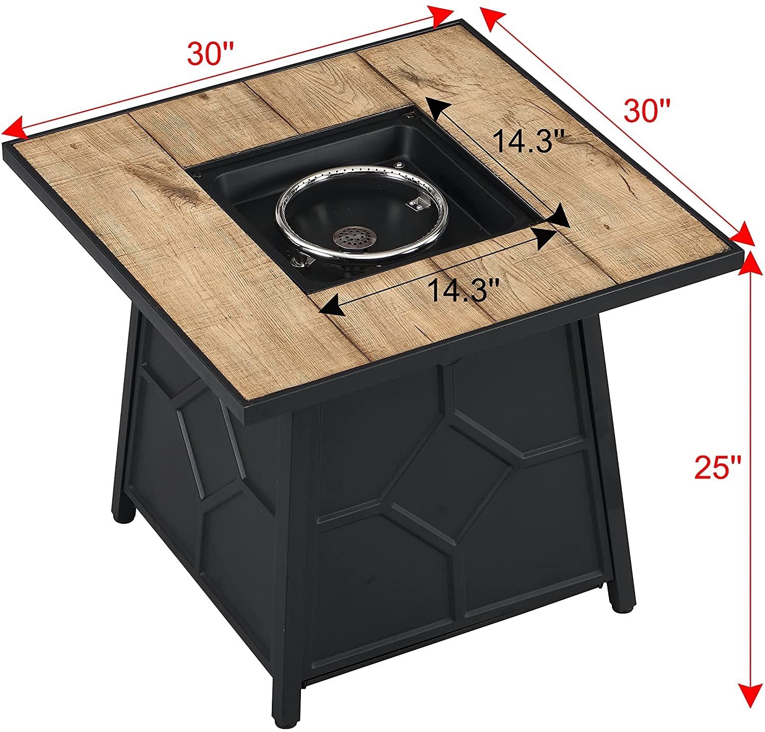Self-Ignition Outdoor Propane Square Fire Pit Table For Patio Balcony Garden