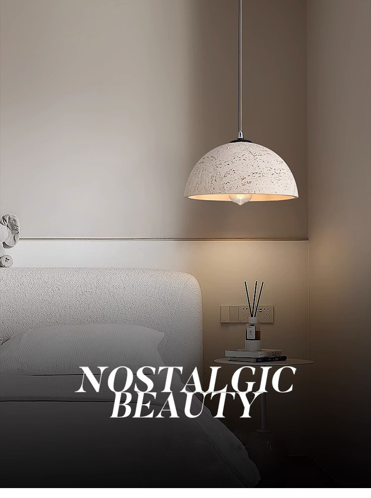 Nordic Simple Wabi-Sabi Style Led Droplights Living Room Bedroom Dome Pendant Light(WH-AP-589)