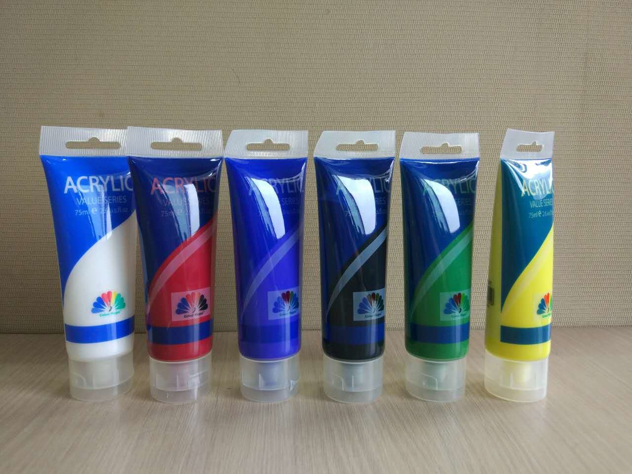 6 X 75ml Acrylic Paint Tubes Acrylic Paint Starter Colors Set For Wood / Paper / Glass
