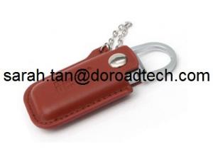 China Factory Wholesale Metal USB with Leather Case, USB 2.0 Leather USB Flash Drive for Gift on sale