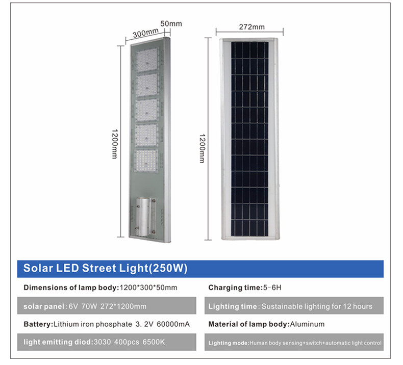 Solar Lens Aluminum Street Light 3 Heads 150W 900x220x50mm
