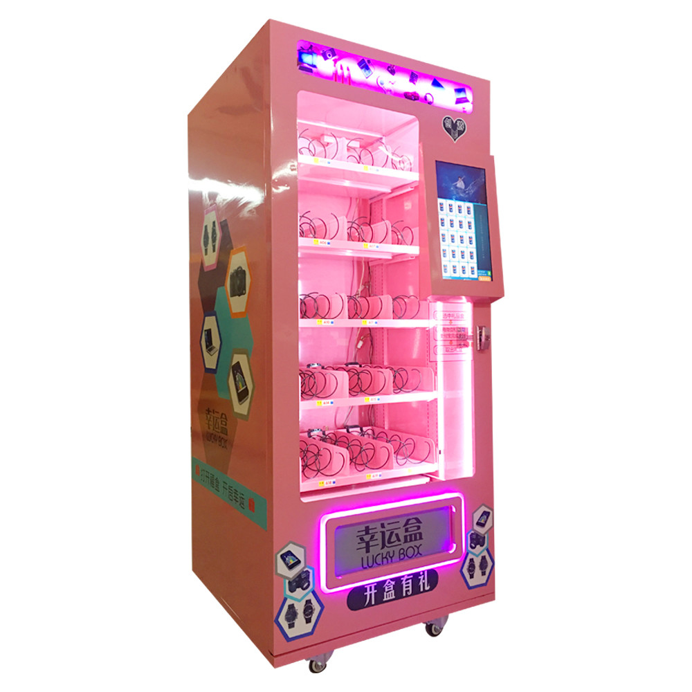 Full Metal Soda Vending Machine , Blue / Pink / Yellow Lucky Box Food Vending Machines