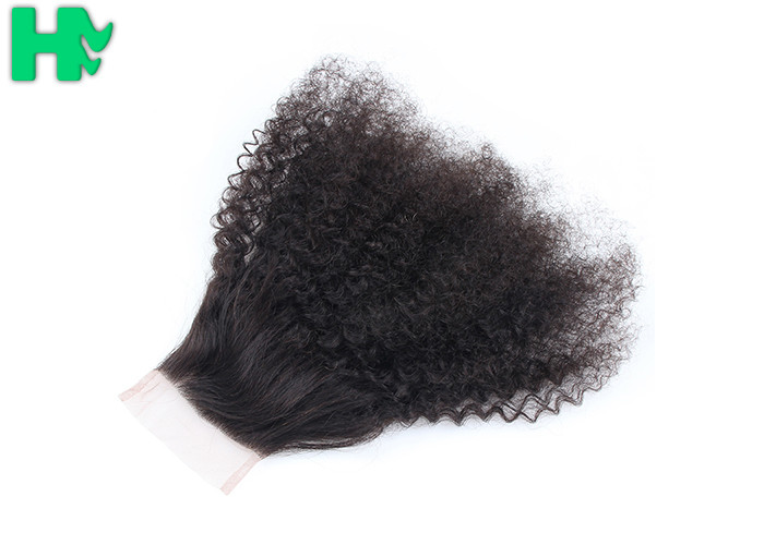 Comfortable Soft Silk Base Brazillian Human Hair Closure Kinky Curly Style