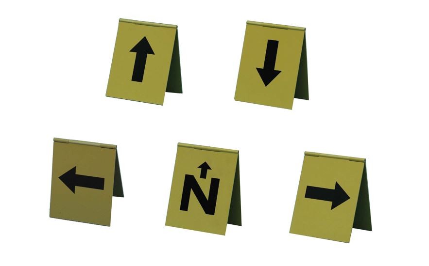 P077 Hinge type yellow plastic photo direction indicatoers(up,down,left,right,north)