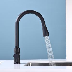 China Wanhai Cartridge 500000 Cycles Touch Pull Down Kitchen Faucet wholesale