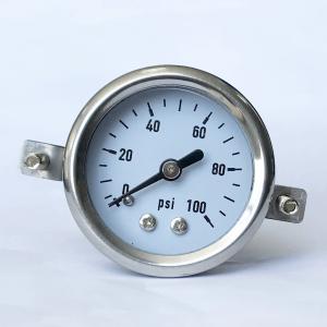 China 40mm 100 Psi Arch Bracket Panel Mounting Glycerine Filled Pressure Gauge Stainless Steel wholesale