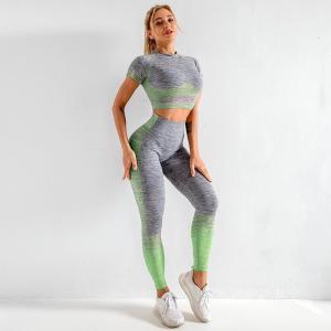 China Blue Variegated Stretchable Seamless Yoga Sets Eco Sustainable Yoga Wear wholesale