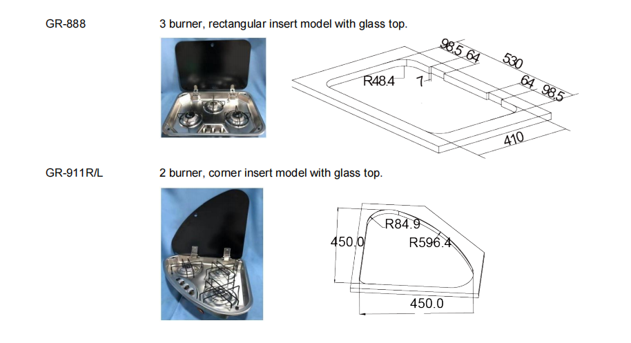 Hot Sales RV Cooker Gas Built-in 1/2/3 Burner camping Gas Stove With Sink LPG