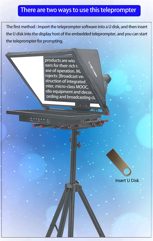 24 inch Single Screen Wireless Remoter Tripod Broadcasting Announcer Teleprompter for Live Stream