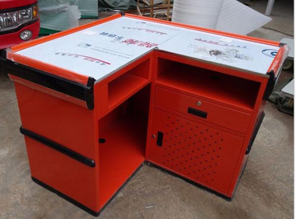 Iron Supermarket Express Cashier Desk / Retail Checkstand With Stainless Steel