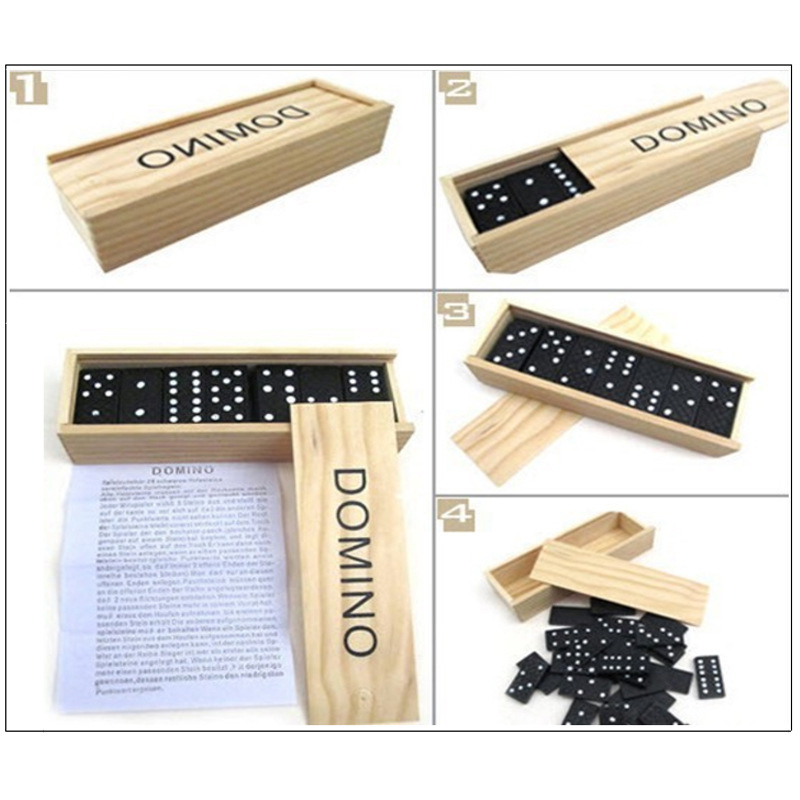 Travel Game 28Pcs Wooden Domino Blocks Board Early Education