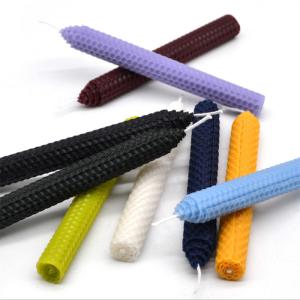 China Custom Wedding Long Lasting Scented Candles Colorful Carved Beeswax Pillar Candles wholesale