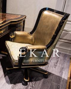 China White Leather Swivel Chair In Carved Arm TS-002 wholesale