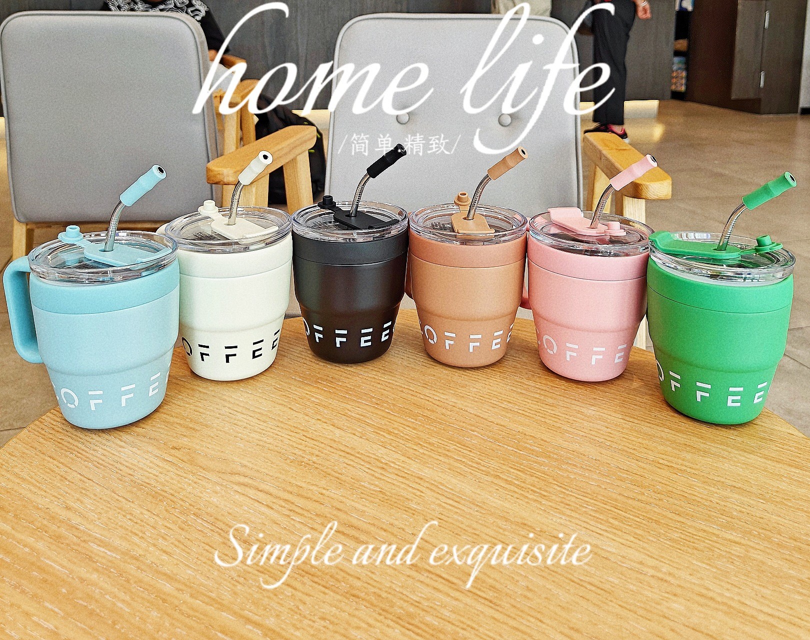 Double Wall Stainless Steel Tumbler with Handle and Straw Lids 16 Oz Vacuum Travel Coffee Mug