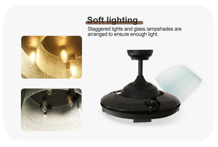 1stshine Plastic Blades Ceiling Fan with Hidden Blades Home Office Cooling Air Light