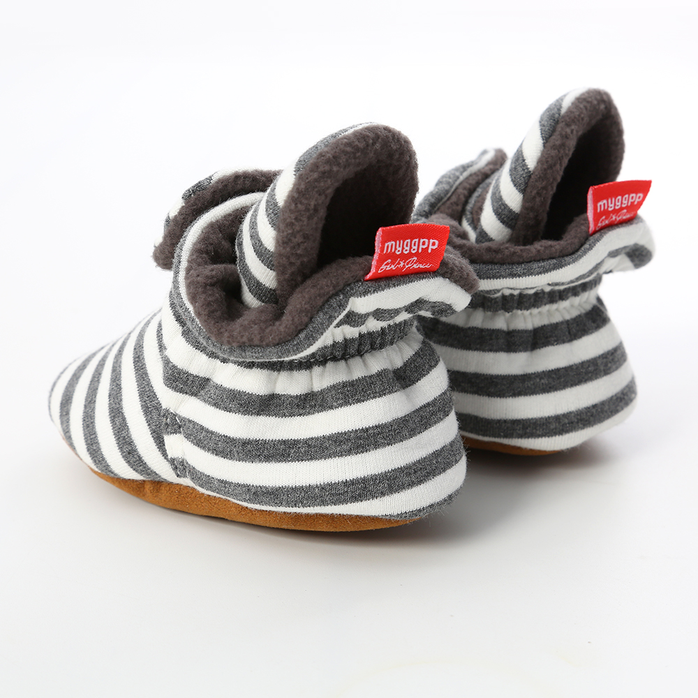 Wholesale cheap Cotton fabric striped print socks soft sole prewalk boy girl baby booties