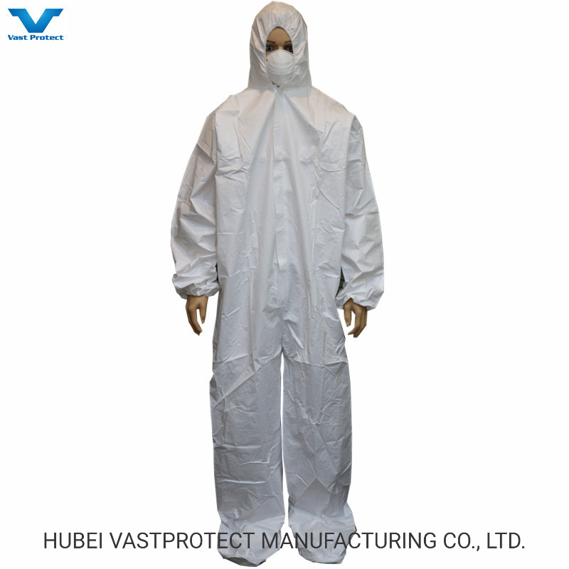 Industrial Safety PPE Protective Clothing Nonwoven Disposable Microporous Coveralls with Grey Anti-Slip Bootscover