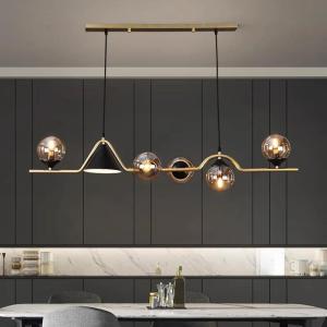 Gold Living Room Chandelier Glass Ball Hanging Lamp Modern Gold LED Pendant