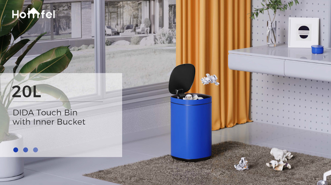 Household Office Standing Press Top Trash Can with 30L/40L/50L Capacity and Iron Structure
