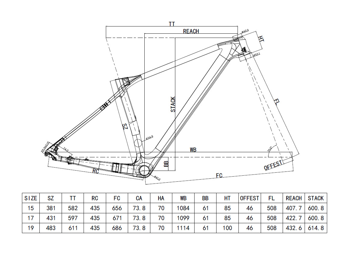 M6 GRAVEL Carbon Fiber MTB Bike Rigid Fork 12 Speed Thru Axle Disc for Men'S