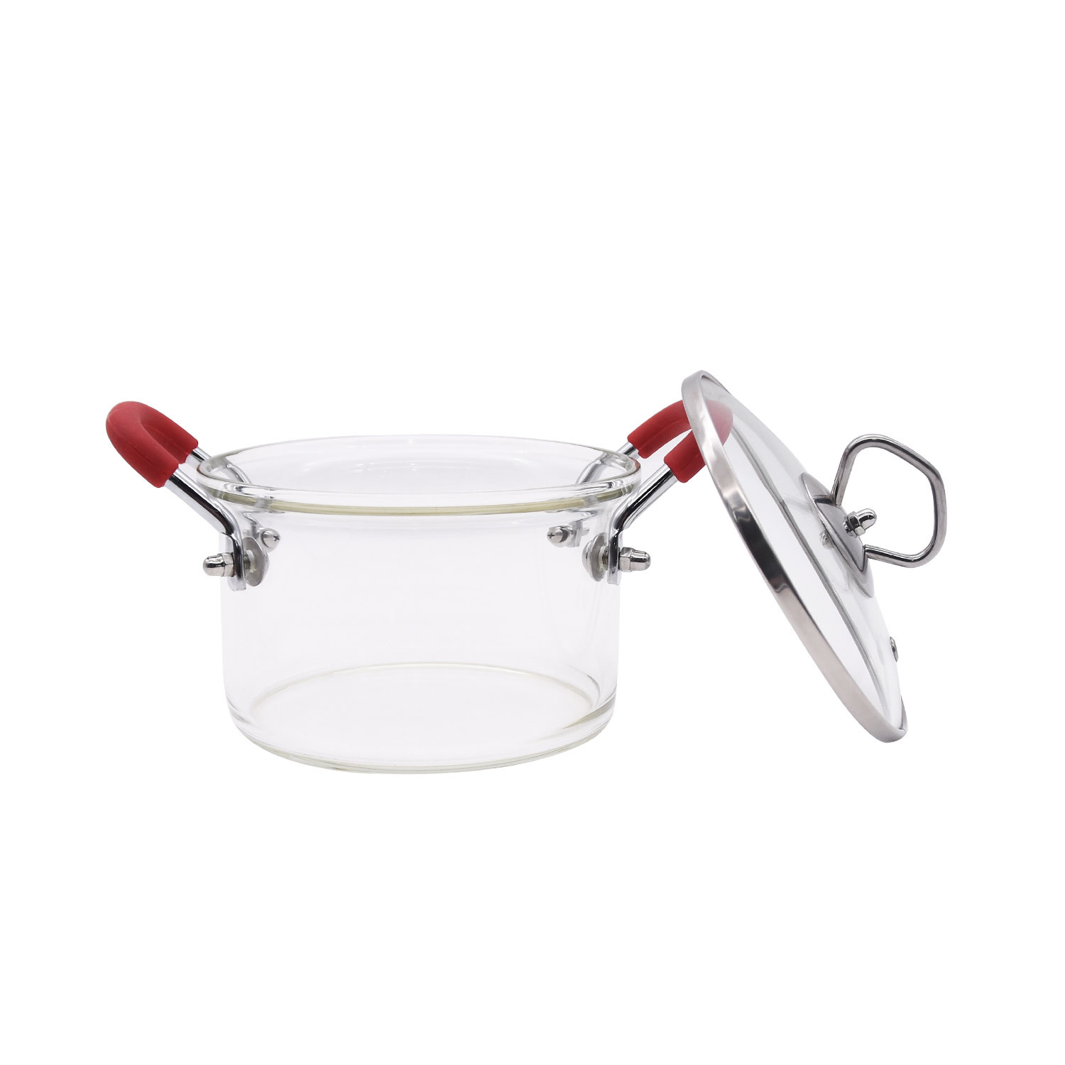 1.5L Clear Borosilicate Glass Soup Pot With Red Double Ears