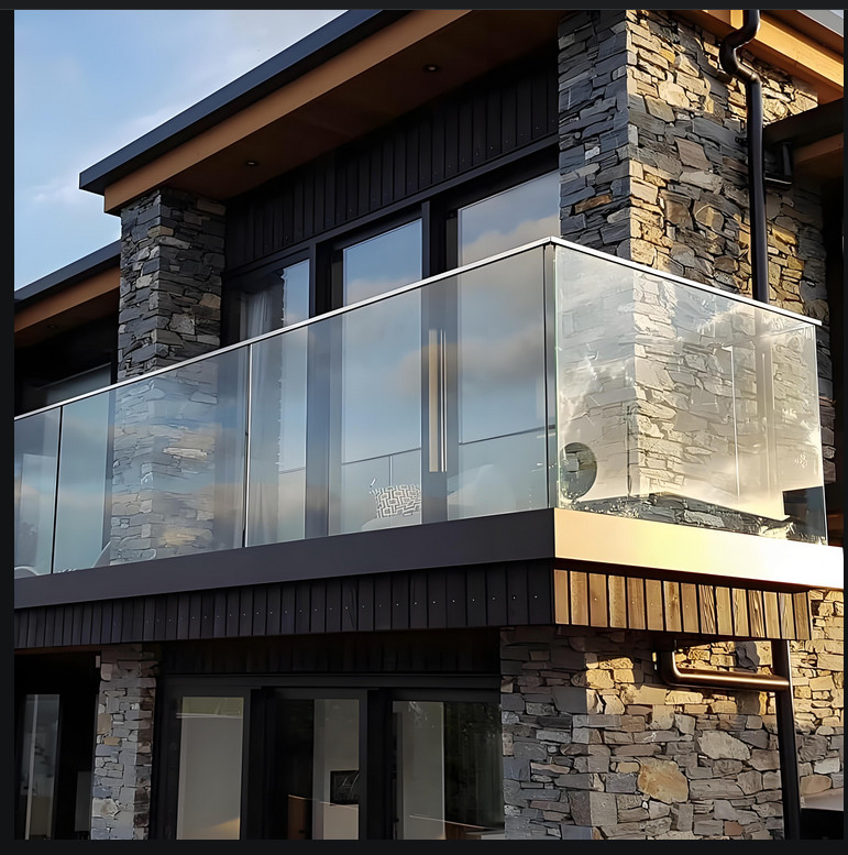 Safety Tempered Glass Balcony Grill Balustrade Modern Design For Home Commercial