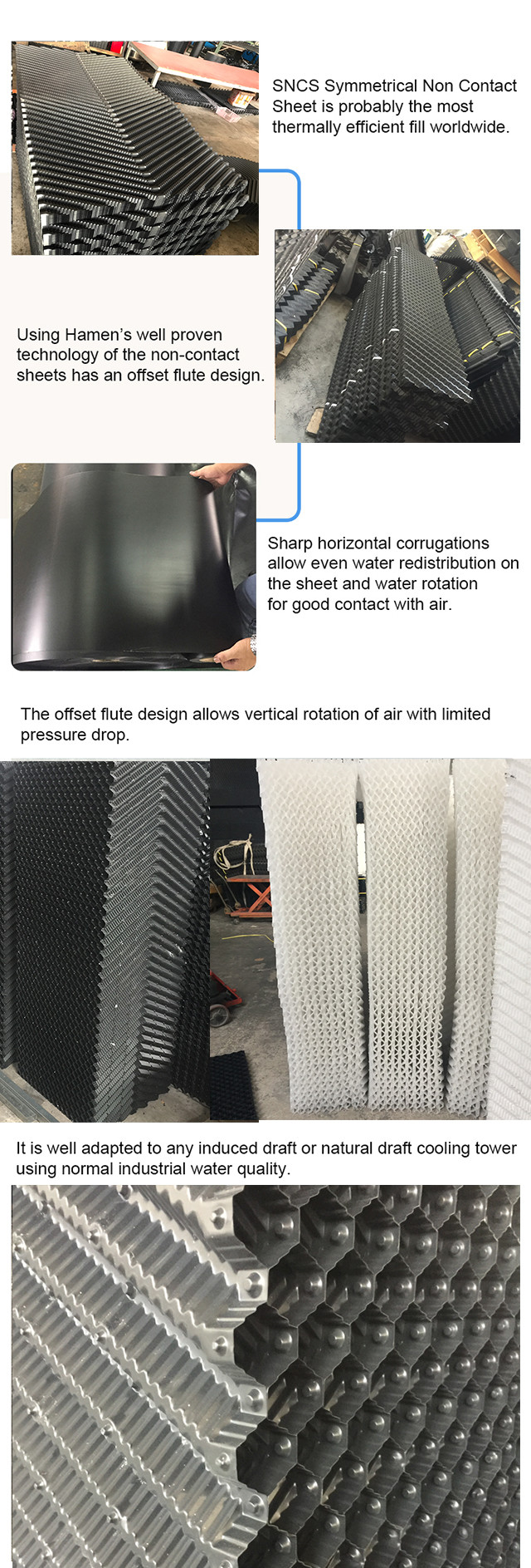 CF1900 Cross Fluted Fill Packing Cooling Tower Fills Price 0.32-0.6mm