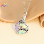 65CM Chain Heart Memorial Keepsake Pendant Engraved Necklace Charms