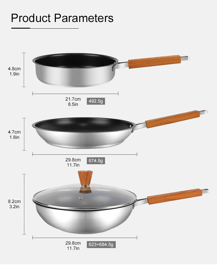 Hot Sale 4 Piece Kitchen Non Stick Cooking Pan Set Stainless Steel Pot Cooking Cookware Set