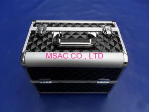 China Aluminum Metal Makeup Case , Big Space Black Diamond Pro Makeup Case wholesale