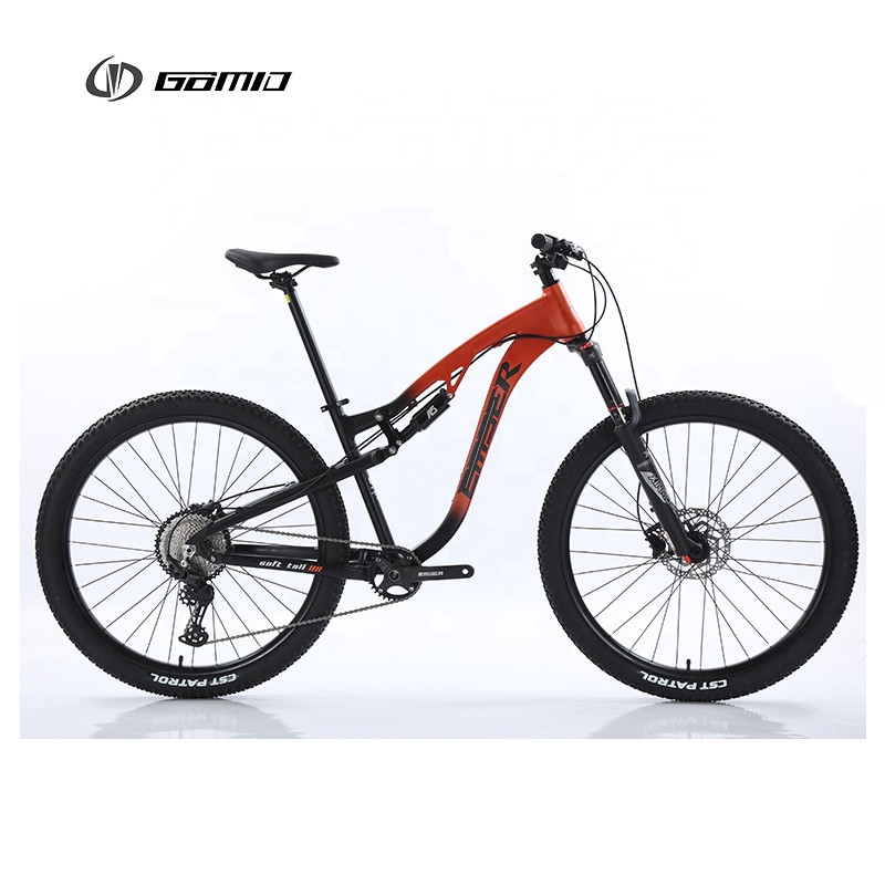 GOMID Trail Full Suspension Mountain Bike SHIMANO Gear Kit Soft Tail Thru Axle Design and Aluminum Alloy Rim Material