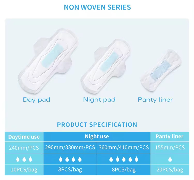 OEM brand name blue chip women pads sanitary pads napkin manufacturer in China
