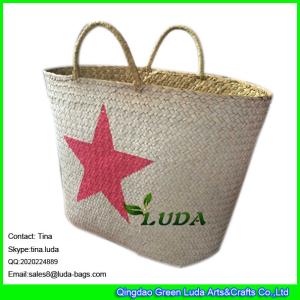 China LUDA wholesale star painted straw beach bag fashion wheat seagrass tote bag wholesale