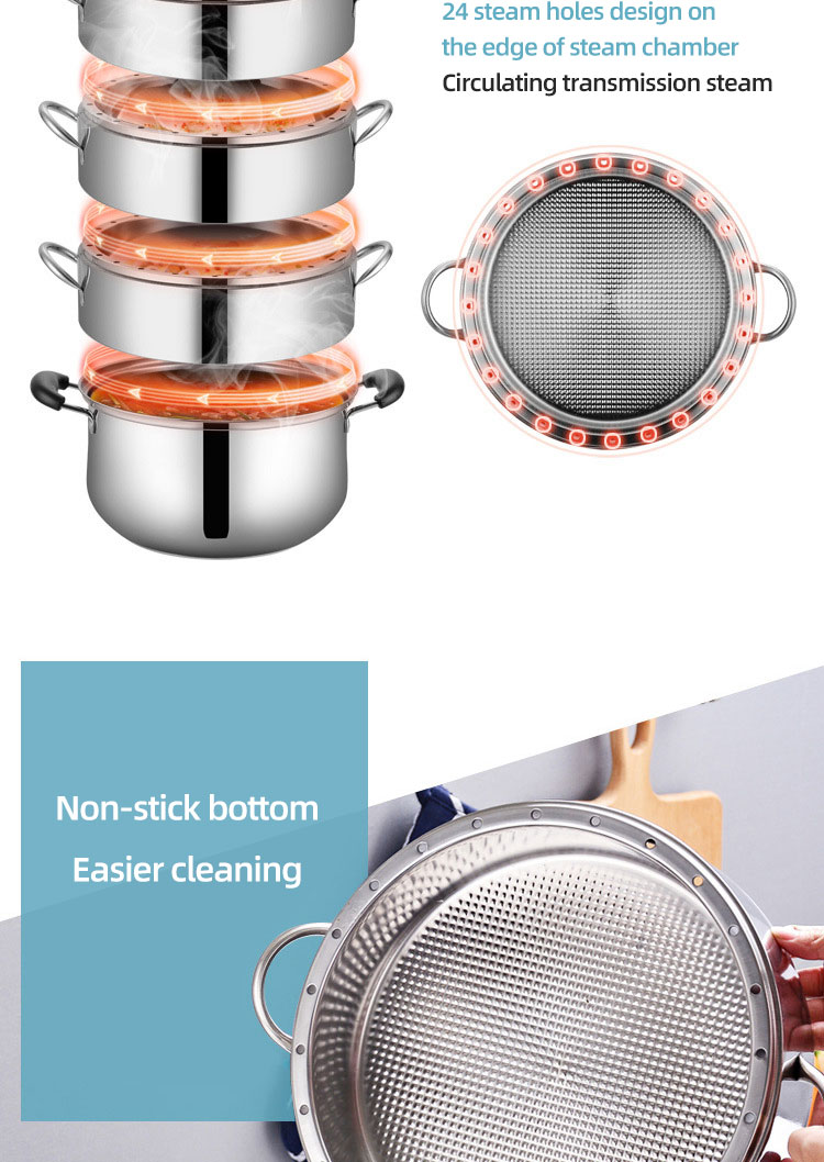 Commercial Cookware Multilayer Stainless Steel Steamer Pot Large Capacity Cooking Pot With SS Lid